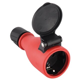 MaxTrack CEE 7/3 Schutzkontakt-Stecker | IP54 | Zugentlastung | Schwarz/Rot